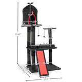 53" Gothic Cat Tree with Coffin Bed, Large Cat Tower with Spacious Cat Condo, Scratching Posts, 75318798