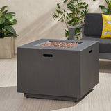 33" Outdoor Iron Square Propane Fire Pit, Tank Inside, Brushed Brown - 50,000 BTU 62837.00BRN-50K