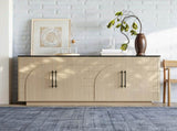 67" Modern Sideboard Buffet Cabinet, 4-Door Storage Cabinet with Arched Geometric Doors and Black W1820P514496