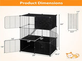 44" Multi-Level Cat Tree Indoor with Sisal Scratching Posts Condo Hammock Hanging Balls Black 92758311