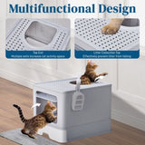 ZNTS Large Enclosed Cat Litter Box with Lid Cover, Detachable Cat Toilet with Litter Scoop & Slide Out 04861288