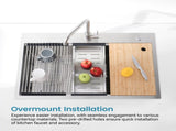 Stainless Steel Kitchen Sink, 36x22 Single Bowl, Overmount Handmade Sink in Brushed, with Cutting T3177P296185
