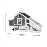 ZNTS Removable Tray Ramp wooden outdoor chicken hutch coop with running cage with wheels W21949696