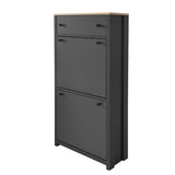 ON-TREND Functional Entryway Organizer with 2 Flip Drawers, Wood Grain Pattern Top Shoe Cabinet with WF308547AAE
