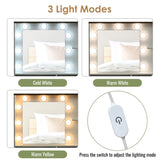Farmhouse Makeup Vanity Desk with Mirror and Lights, 3 Lighting Modes, Vanity Set with Stool, N704P210506K