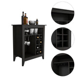 Essential Bar Cabinet, One Open Shelf, Six Built-in Wine Rack, One Drawer -Black B20091856