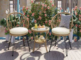 Outdoor Leisure Set, 2 Rattan Single Chairs with A Glass Round Table, Perfectly Suited for N711P256422A