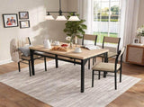 5-Piece Dining Table Set for 4, 47.24" Dining Table with 4 Upholstered Linen-Look Chairs, Black W3895P551450
