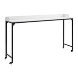 ZNTS White Finish Multipurpose Over the Bed Desk with Adjustable Height, Metal Legs with Casters, Overbed B011P244980