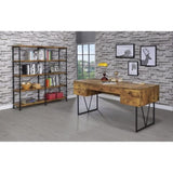 Antique Nutmeg and Black Double-Wide Bookcase B062P153778