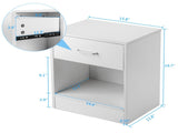 1-Drawer Bedside Table with Open Space 2pcs Particleboard with Textured Melamine Surface 99731564