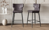 28inch Counter Height Bar Stools Set of 2, Modern Bar Upholstered Chairs with PU Leather, Metal N762P199304E