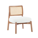 Modern Beige Lounge Chair with Woven Backrest, Sturdy Wooden Frame, Minimalist and N767P241728B