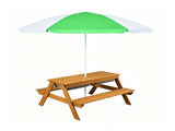 3-in-1 Kids Picnic Table with Adjustable Umbrella, Fir Wood Outdoor Activity Table Set with 95036669