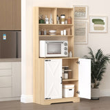Pantry Cabinet with 2 Doors, 3-Tier Modern Kitchen Cabinet with Shelves, Freestanding Larder W409P225879