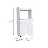 Kira Kitchen Kart, Double Door Cabinet, One Open Shelf, Two Interior Shelves -White B20091922