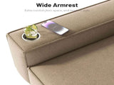 Khaki Chenille Deep Seat Single Sofa Chair with Brushed Stainless Steel Cup Holder and Decorative 87813365