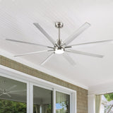 ZNTS Smart 72" Integrated LED Ceiling Fan with Silver Blades in Brushed Nickel Finish W1367121902