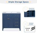 ZNTS 36" Bathroom Vanity with Sink Combo, Blue Bathroom Cabinet with Drawers, Solid Frame and MDF Board 11515323