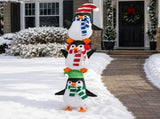 2.5D Stacked Penguins Lighted Christmas Decor 4ft, 63 Warm White LED Animal Dcor, US Plug 5V 6W 48854900