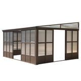 12x16FT All Season Sunroom, Outdoor Permanent Wall Mounted Solarium with Detachable Polycarbonate W1859P238682