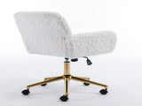 A&A Furniture Office Chair,Artificial rabbit hair Home Office Chair with Golden Metal W114392211