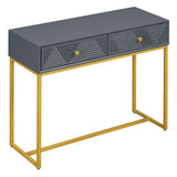 TREXM Modern Sleek Console Table Two Drawers with Stripe Design for Living Room and Entryway N715P201976E