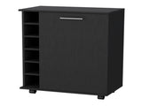 Black 6-Bottle Rack Bar Cart B062P175131