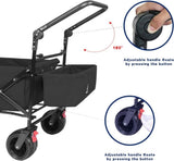 Collapsible Wagon Heavy Duty Folding Wagon Cart with Removable Canopy, 4" Wide Large All Terrain 65812025