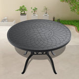 47.24-inch Cast Aluminum Patio Dining Table With Black Frame and Carved Texture on the Tabletop W1710P166028