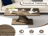 37.5" Rustic Brown Coffee Table - Geometric DesignWood Texture, Rubber Wood Plywood Frame 49627430