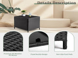 Outdoor PE Wicker Side Table with Storage, Patio Rattan End Table 77765247