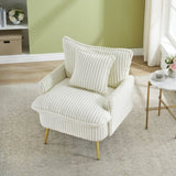 30.31 inch single chair Fashion sofa, beige sofa, coarse corduroy fabric, soft and comfortable, W1278P360531