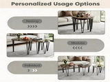 Set of 3 Nesting Coffee Tables Rustic Brown Industrial Accent Side Tables, Space Saving Stackable 25032611