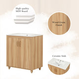 30" Bathroom Vanity with Sink Combo, Multi-functional Bathroom Cabinet with Doors and Drawer, MDF WF319484AAG