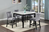 1pc Transitional Counter-Height Dining Table Square Faux White Marble Table Top Black Base Wooden B011P261194