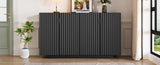 TREXM 4 Wavy Doors Ample Storage Space Sideboard with Adjustable Shelves and Retro Copper Handles N715P183992B