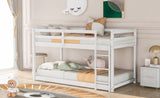 ZNTS Twin over Twin Floor Bunk Bed with Ladder , White 84319006