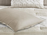 3 Piece Cotton Comforter Set with Chenille Tufting Taupe Full/Queen B035128803