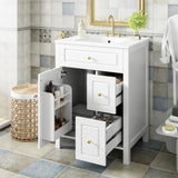 24-Inch Bathroom Vanity with Ceramic Sink, 1 Soft Close Door, 2 Soft Close Drawers, and Double N729P192078K