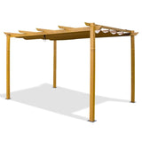 Outdoor Retractable Pergola with Weather-Resistant Sun Shade Canopy, Aluminum Pergola Gazebo for W1859110171