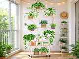 Tree Shaped Stand with Full Spectrum Grow Light, Rolling Wheels, Hooks, 8 Tiered Metal Wood 92054648