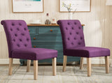Habit Solid Wood Tufted Parsons Dining Chair, Set of 2, Purple T2574P164544