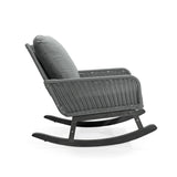 ZNTS Contemporary Minimalist Gray Wicker Rocking Chair with Soft Polyester Cushions and Durable Wooden N767P229004G