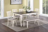 ZNTS Beautiful 6-Pc Dinette Chalk Gray Finish Rectangular Table Upholstered Chair Bench Dining Room B011P184950