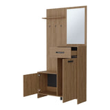 Natural Oak Hall Tree Multistorage with 1-Mirror and Adjustable Legs B062P290249