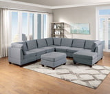 Living Room Furniture Cocktail Ottoman Grey Linen Like Fabric 1pc Plush Ottoman Wooden Legs B011104192