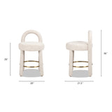 Penny 26.5" Round Arched Upholstered Counter Stool, Set of 2, Travertine Beige Chenille B2719P360149