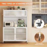 Kitchen Pantry Cabinet, Tall Storage Cabinet with Glass Doors & Adjustable Shelves, Cabinet Cupboard T2398P272122