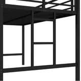 Twin Size Metal Loft Bed, Loft Bed with Easy Climbing Ladder and Guardrails for Kids, Black W1580P309651